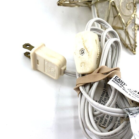 Capiz Shell Star Christmas Tree Topper Light Up Plug In Gold Swirl Trim 8 x 8" - Picture 3 of 9